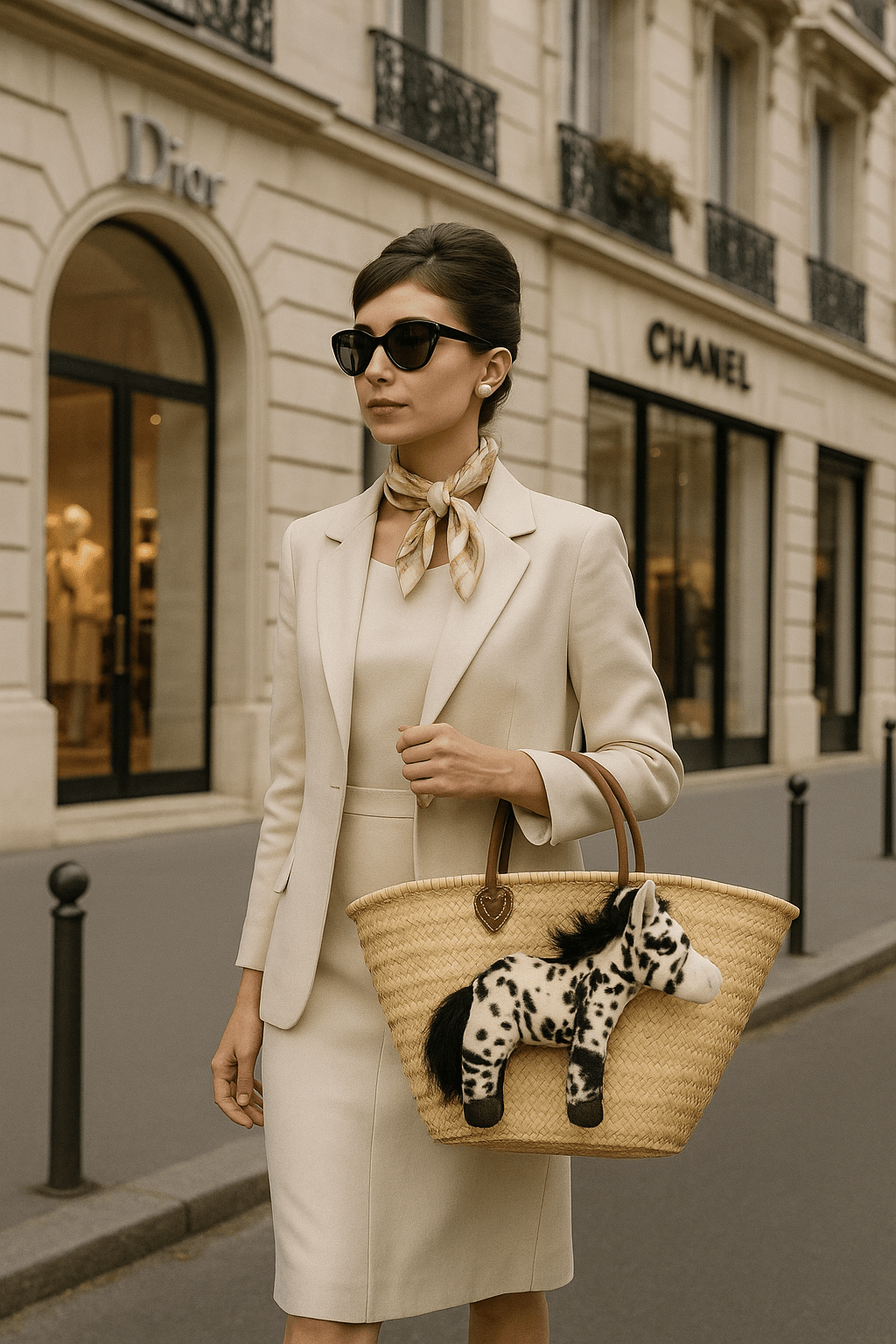 Große Korbtasche Pony Pepita, mit Ledergriffen und Ledertasche innen - ZIEGFELD Kids