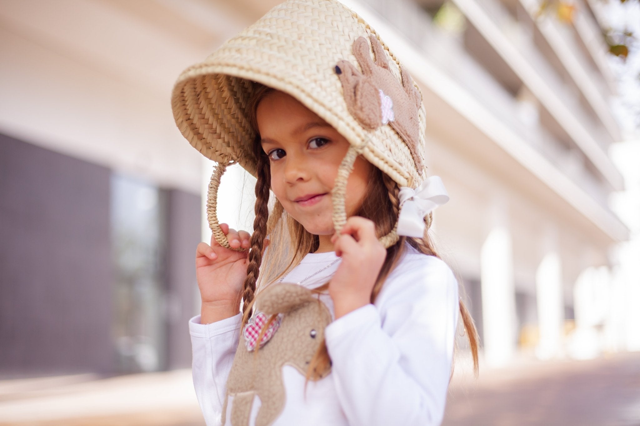Hund KITTY weißes Shirt langarm mit Teddyfell Applikation und Blume - ZIEGFELD Kids