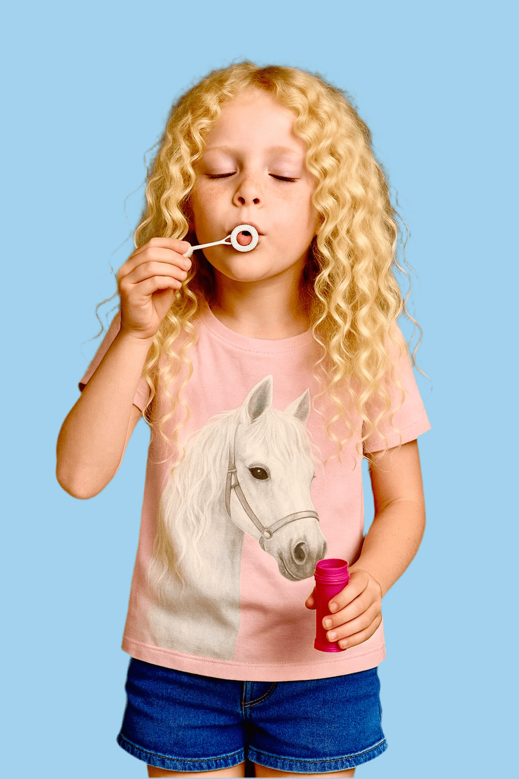 Pony Snowflake Rosa Baumwolle T-Shirt mit echter Mähne! - ZIEGFELD Kids