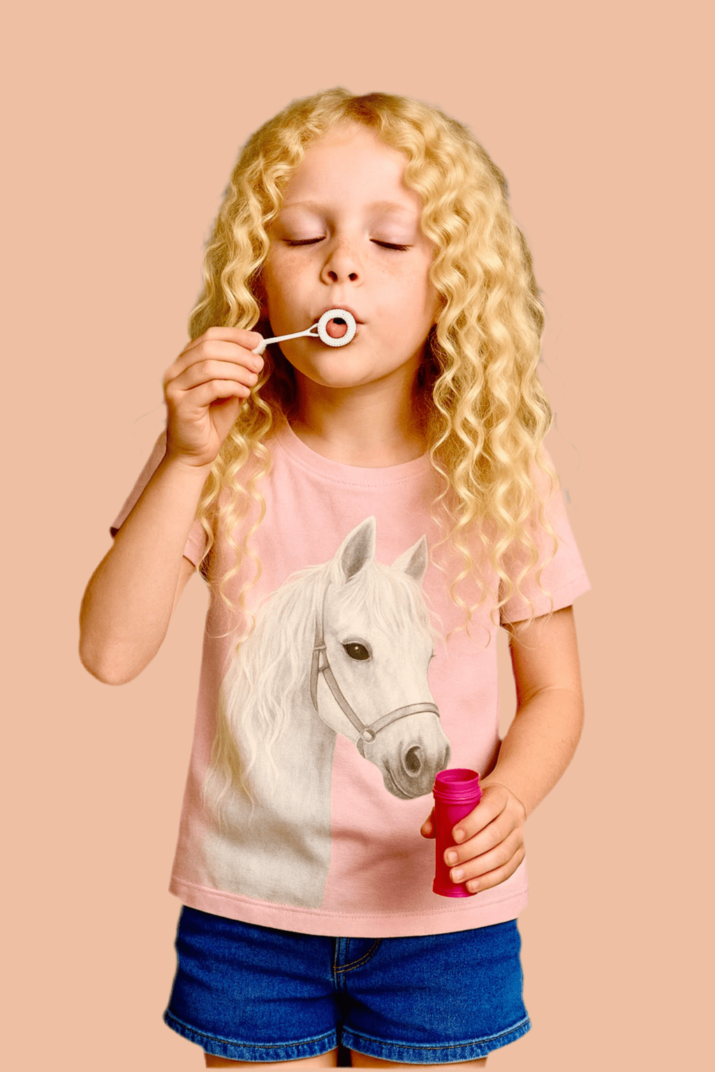 Pony Snowflake Rosa Baumwolle T-Shirt mit echter Mähne! - ZIEGFELD Kids