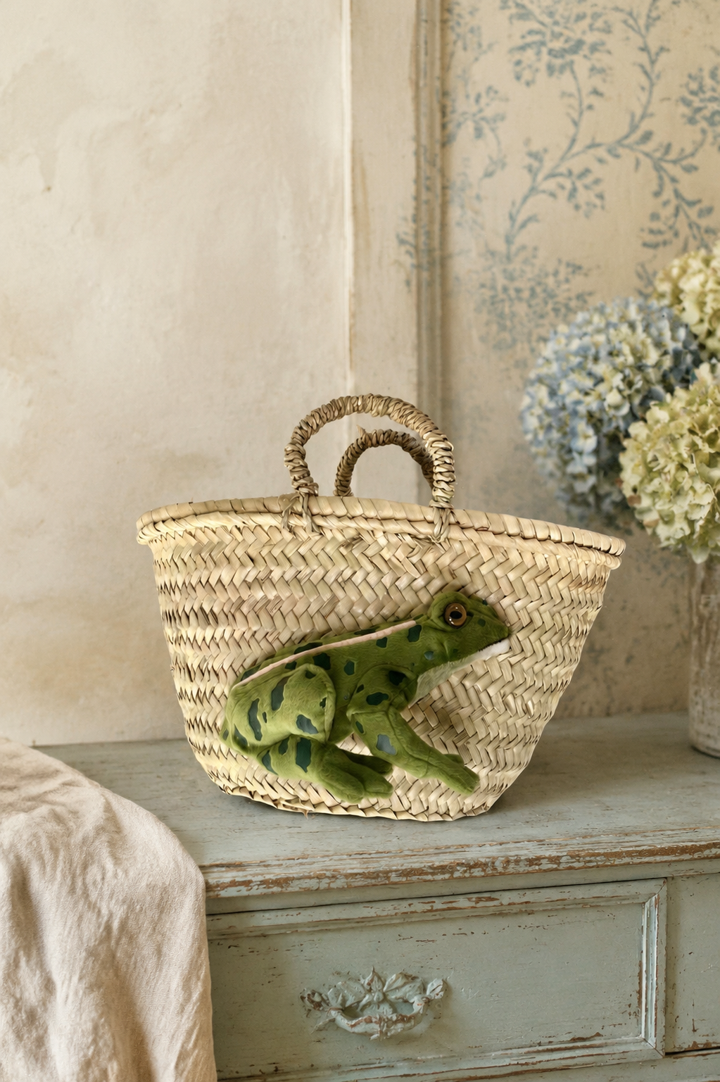Kleine Korbtasche Frosch Freddy - handgeflochtene Korbtasche