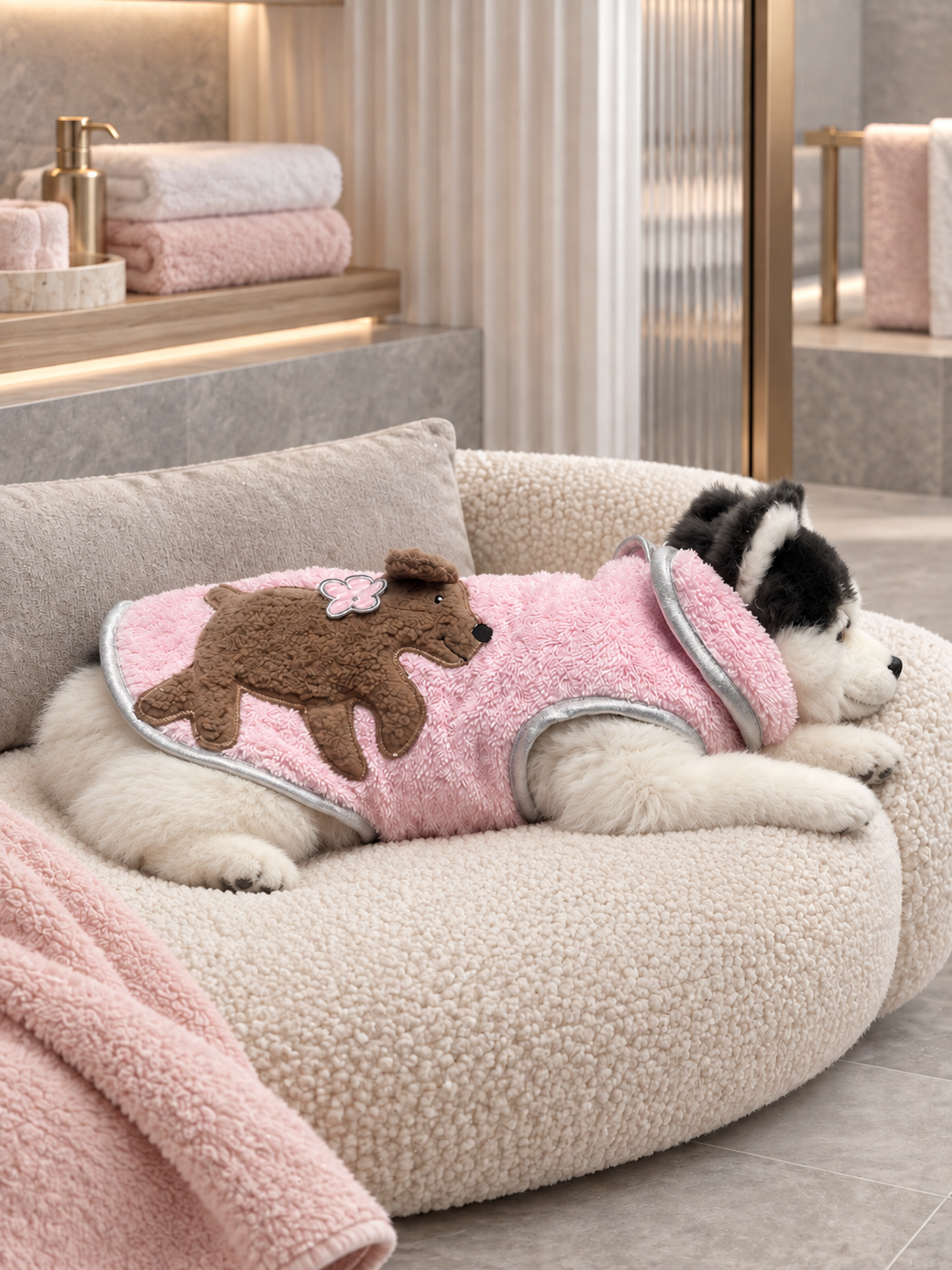 Hundebademantel 100% Baumwolle mit Applikationen