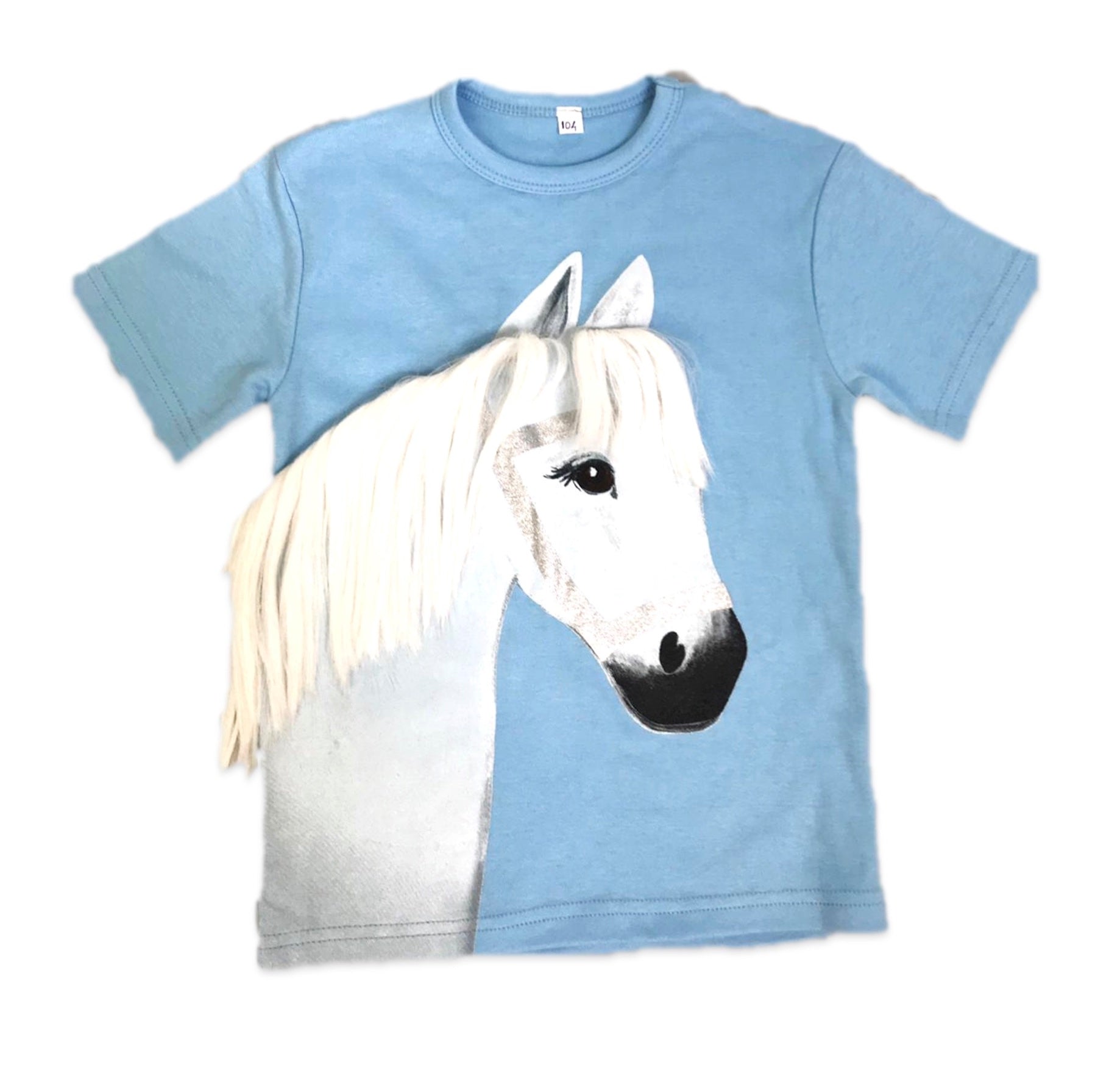 Pony Snowflake hellblau Baumwolle T-Shirt mit echter Mähne!