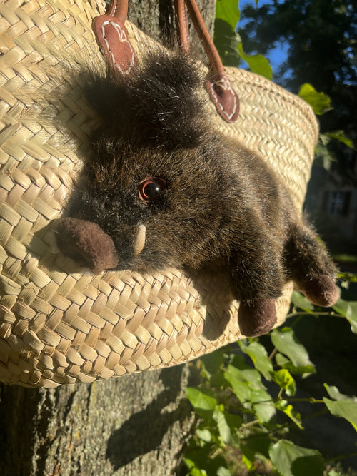 GroÃe Korbtasche mit Wildschwein Waldemar