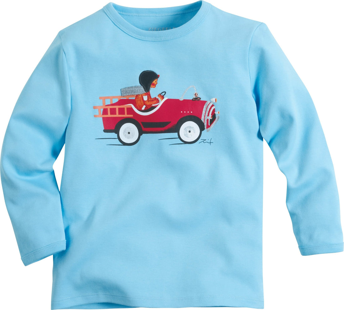 Bob im Auto Feuerwehr Shirt langarm Shirt mit echter Lederkappe und echtem Schal - ZIEGFELD Kids