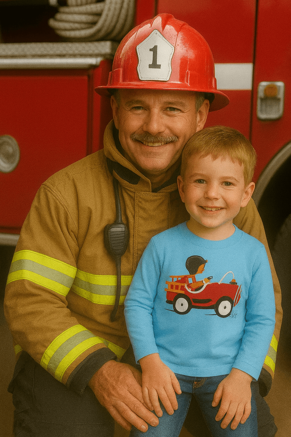 Bob im Auto Feuerwehr Shirt langarm Shirt mit echter Lederkappe und echtem Schal - ZIEGFELD Kids