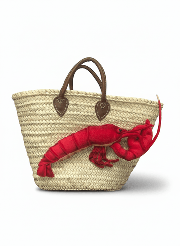 Große Korbtasch mit Hummer Henry. Ledergriffe und Ledertasche innen - ZIEGFELD Kids