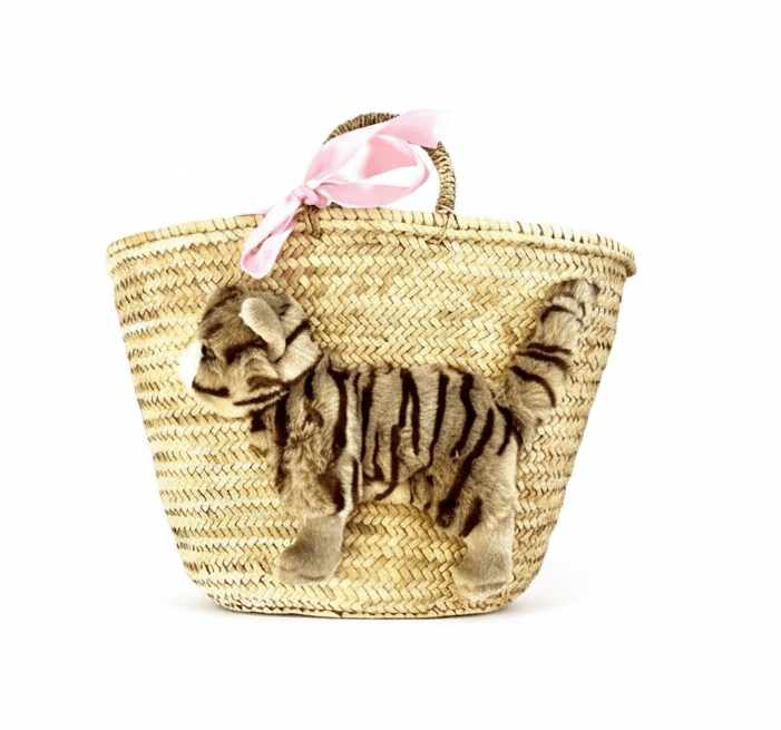 Große Korbtasche Katze Lizzy, aus Palmenblättern und Seegras, handgeflochten - ZIEGFELD Kids