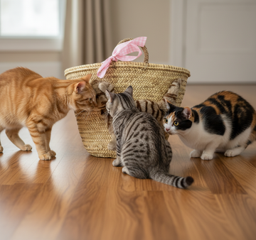 Große Korbtasche Katze Lizzy, aus Palmenblättern und Seegras, handgeflochten - ZIEGFELD Kids