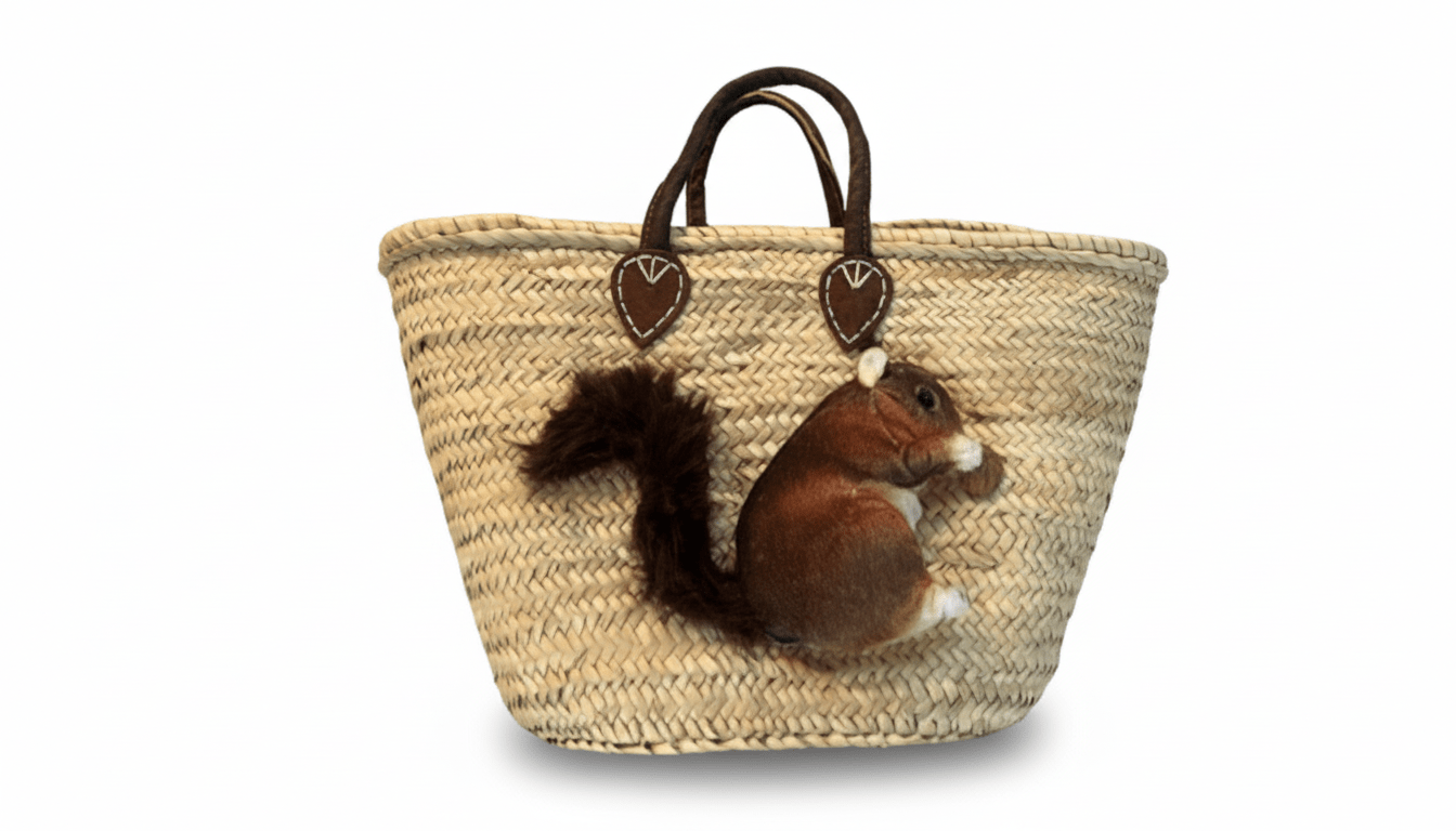 Große Korbtasche mit Eichhörnchen Elli, Ledertasche innen und Ledergriffen - ZIEGFELD Kids