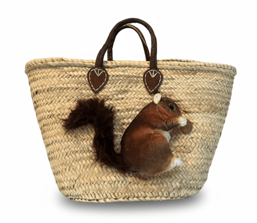 Große Korbtasche mit Eichhörnchen Elli, Ledertasche innen und Ledergriffen - ZIEGFELD Kids