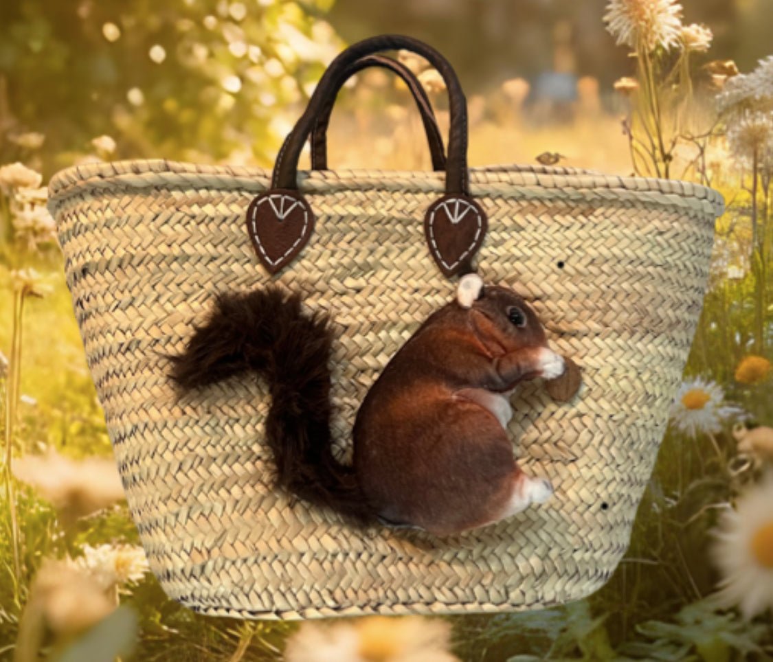 Große Korbtasche mit Eichhörnchen Elli, Ledertasche innen und Ledergriffen - ZIEGFELD Kids