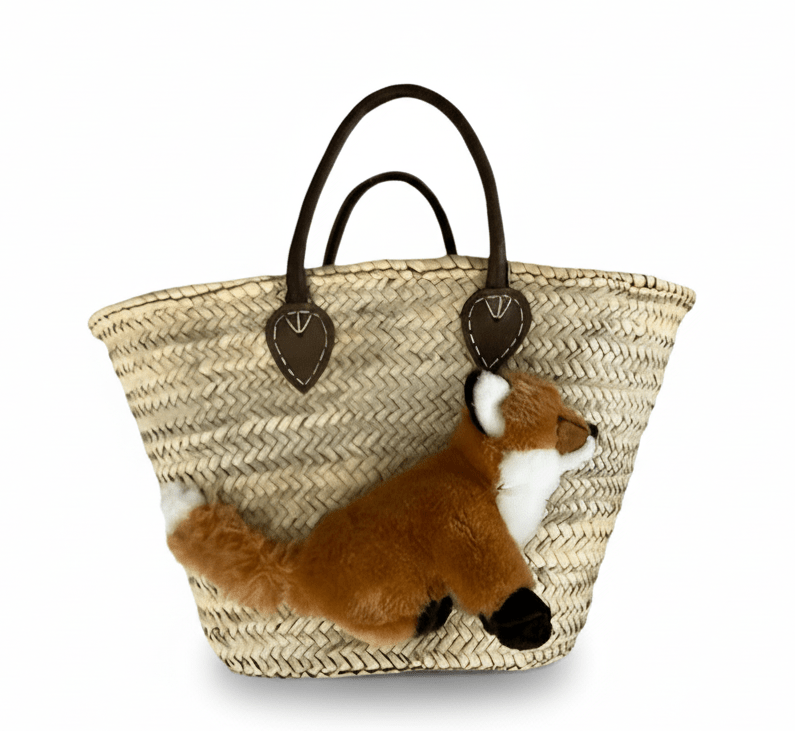 Große Korbtasche mit Fuchs Fridolin, Ledergriffe - ZIEGFELD Kids