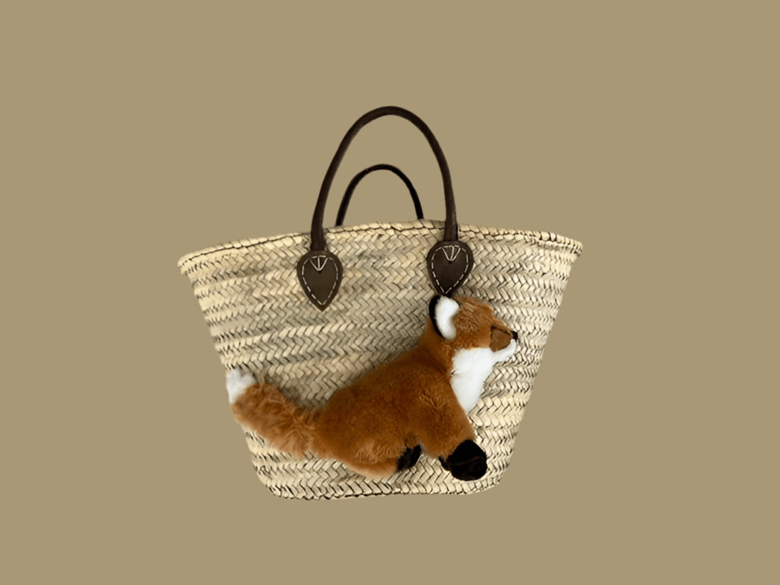 Große Korbtasche mit Fuchs Fridolin, Ledergriffe - ZIEGFELD Kids