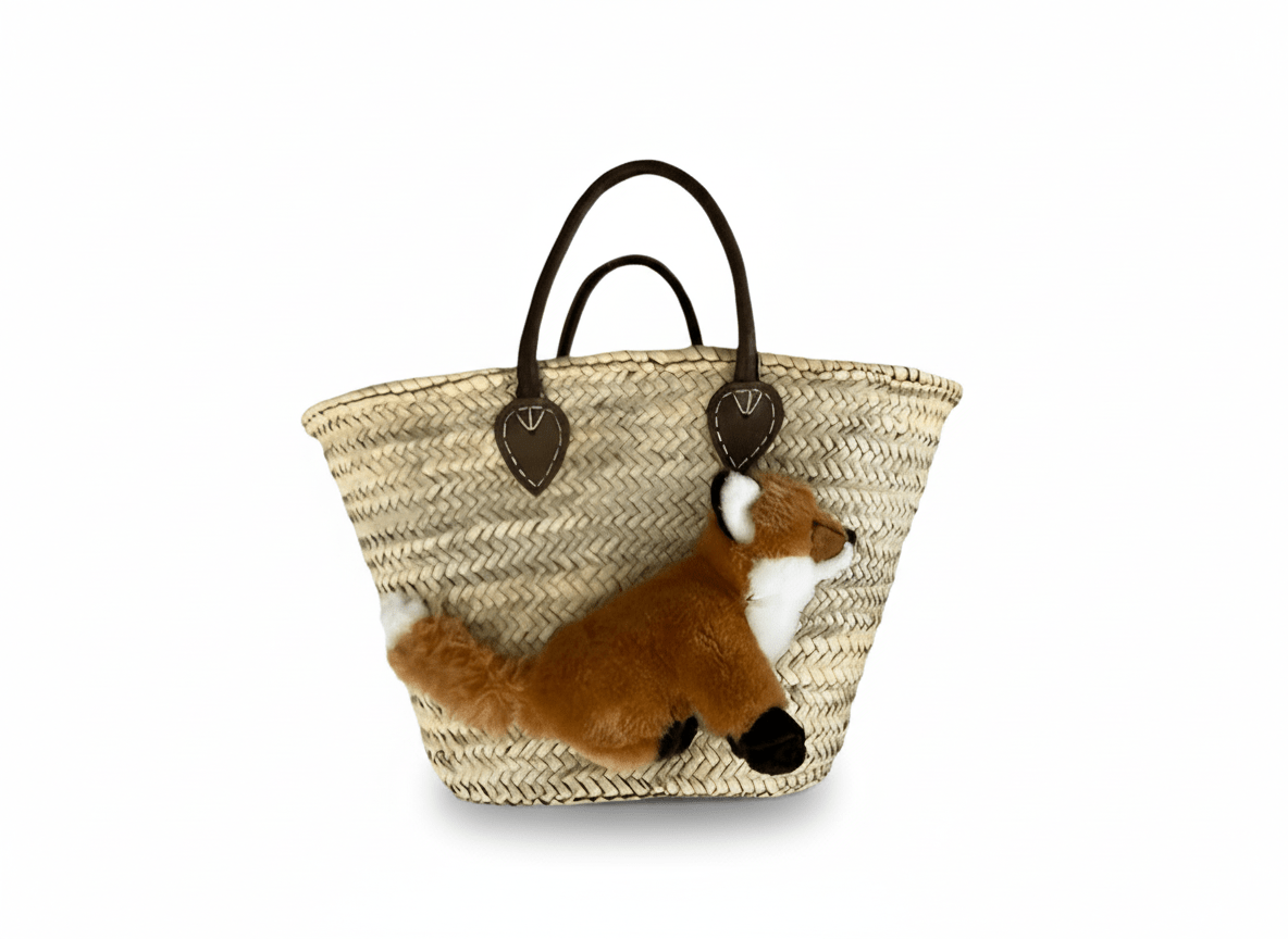 Große Korbtasche mit Fuchs Fridolin, Ledergriffe - ZIEGFELD Kids