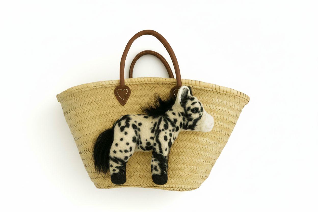 Große Korbtasche Pony Pepita, mit Ledergriffen und Ledertasche innen - ZIEGFELD Kids