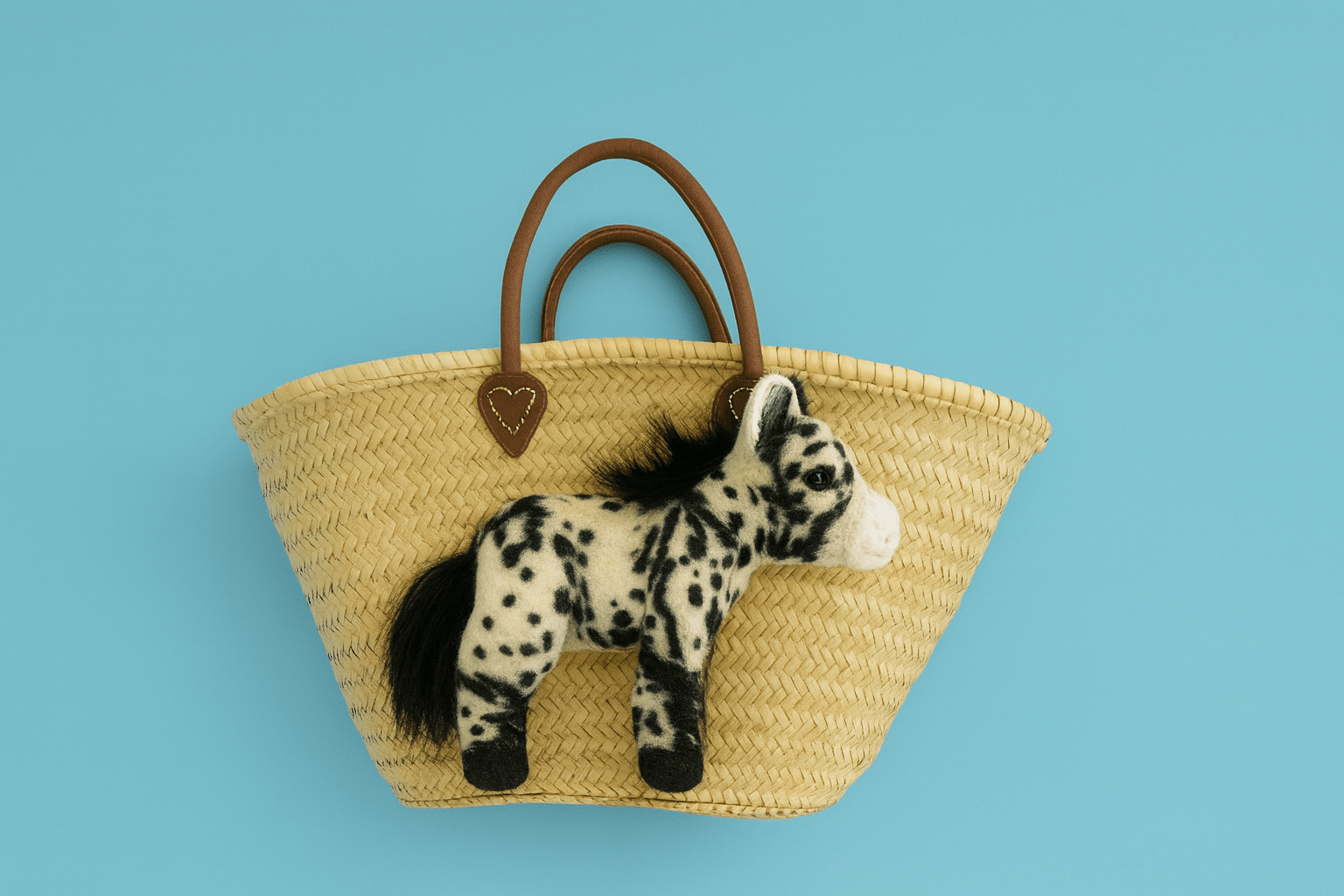 Große Korbtasche Pony Pepita, mit Ledergriffen und Ledertasche innen - ZIEGFELD Kids