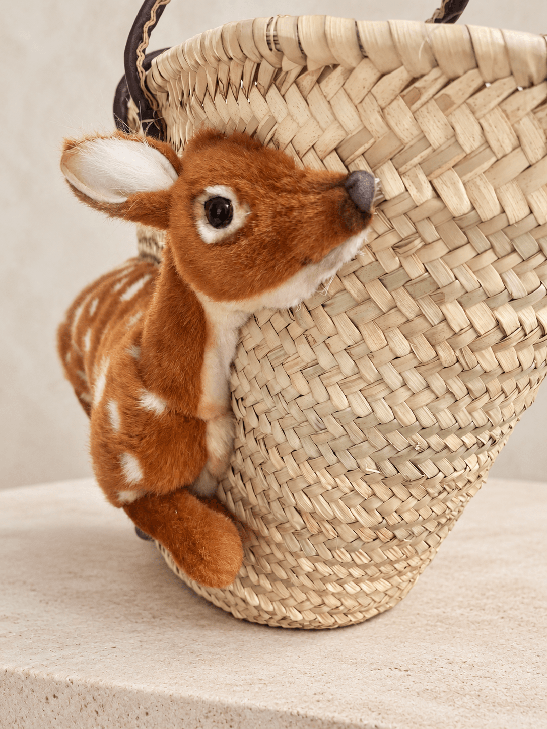 Große Korbtasche Reh , mit Ledergriffen und Ledertasche innen - ZIEGFELD Kids