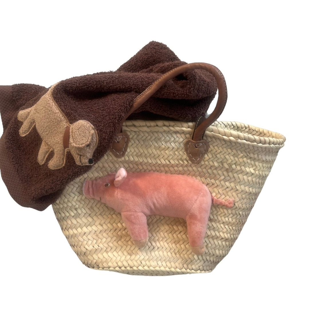 Große Korbtasche Schweinchen Inge, mit Ledergriffen - ZIEGFELD Kids