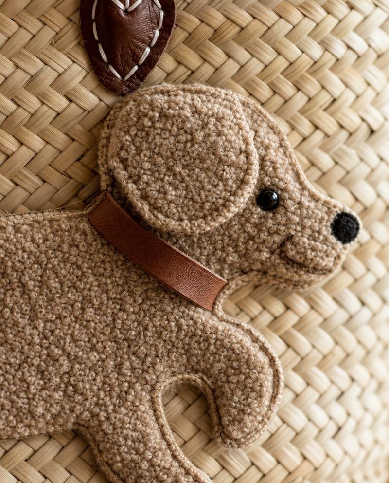 Große Korbtasche Shopper Hund BOBBY SOLO aus Palmenblättern mit Ledergriffen - ZIEGFELD Kids