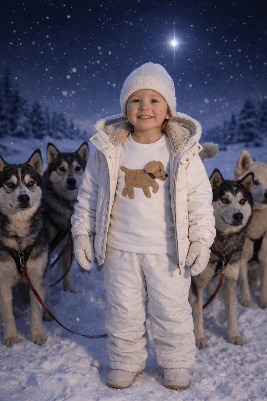 Hund BOBBY weiss Pulli Shirt Langarm, mit Teddyfell Applikation und Geheimtasche im Ohr - ZIEGFELD Kids