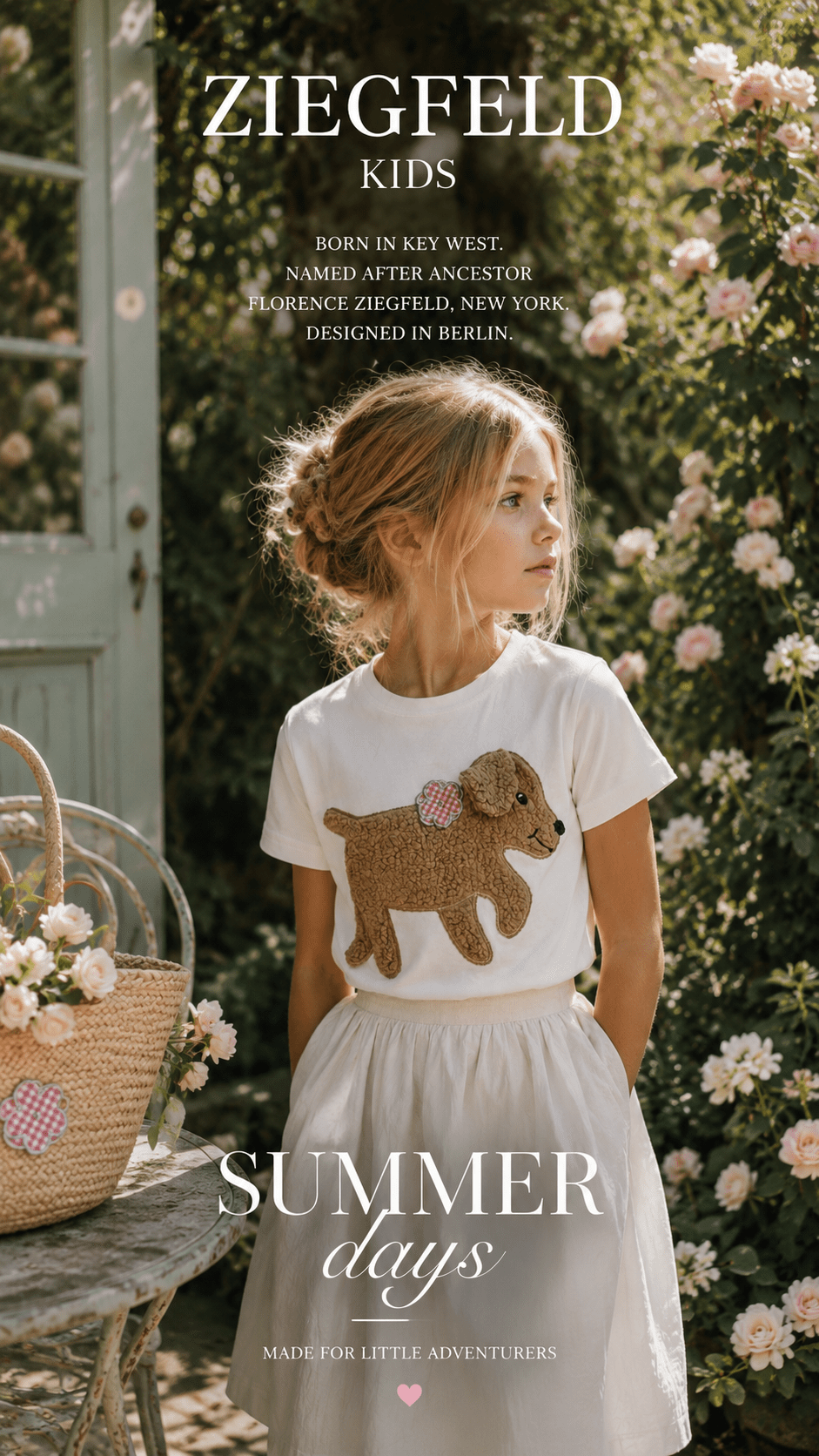 Hund KITTY weisses T-Shirt kurzarm mit Teddyfell Applikation und Geheimtasche im Ohr - ZIEGFELD Kids