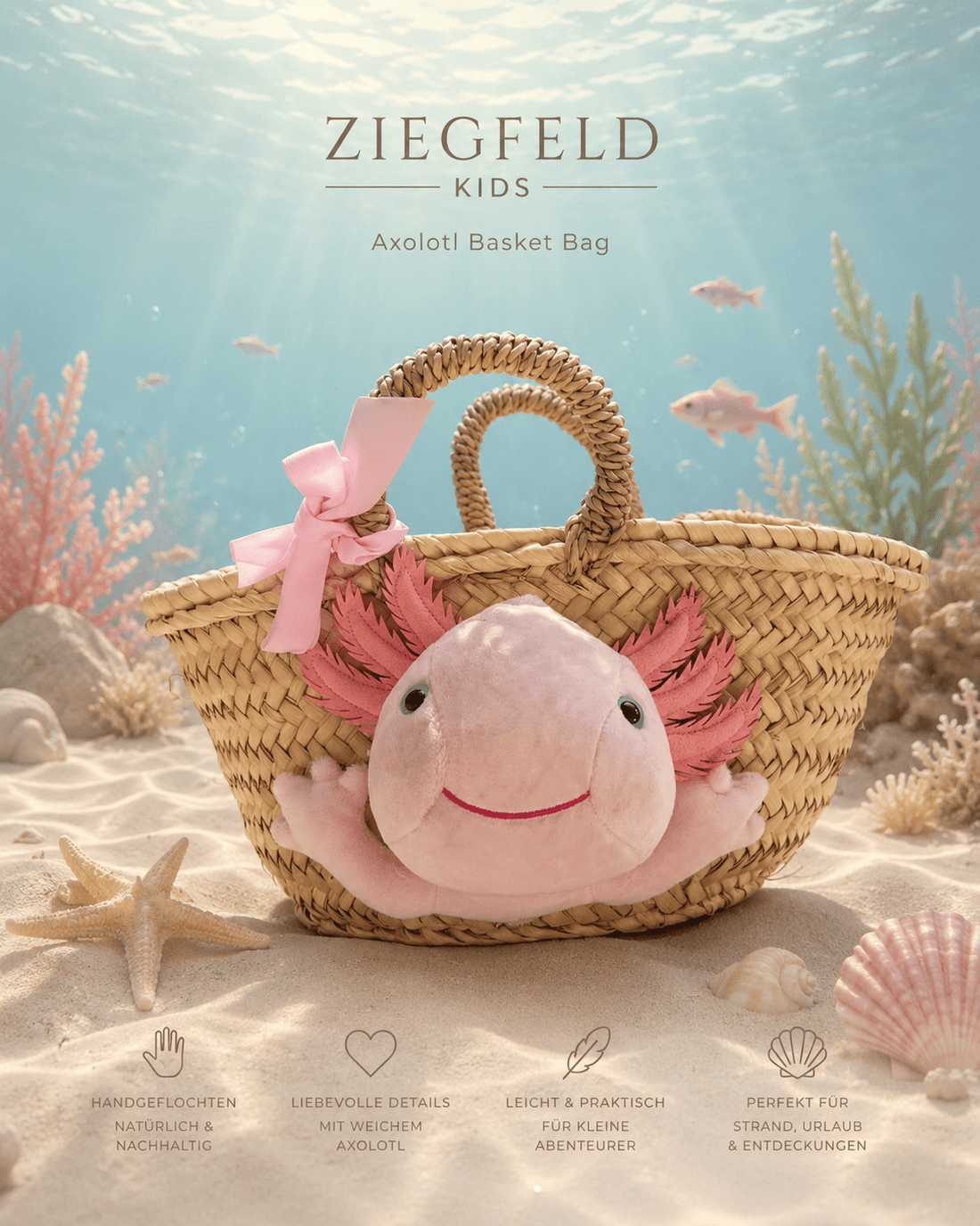 Kleine Korbtasche Axolotl - ZIEGFELD Kids