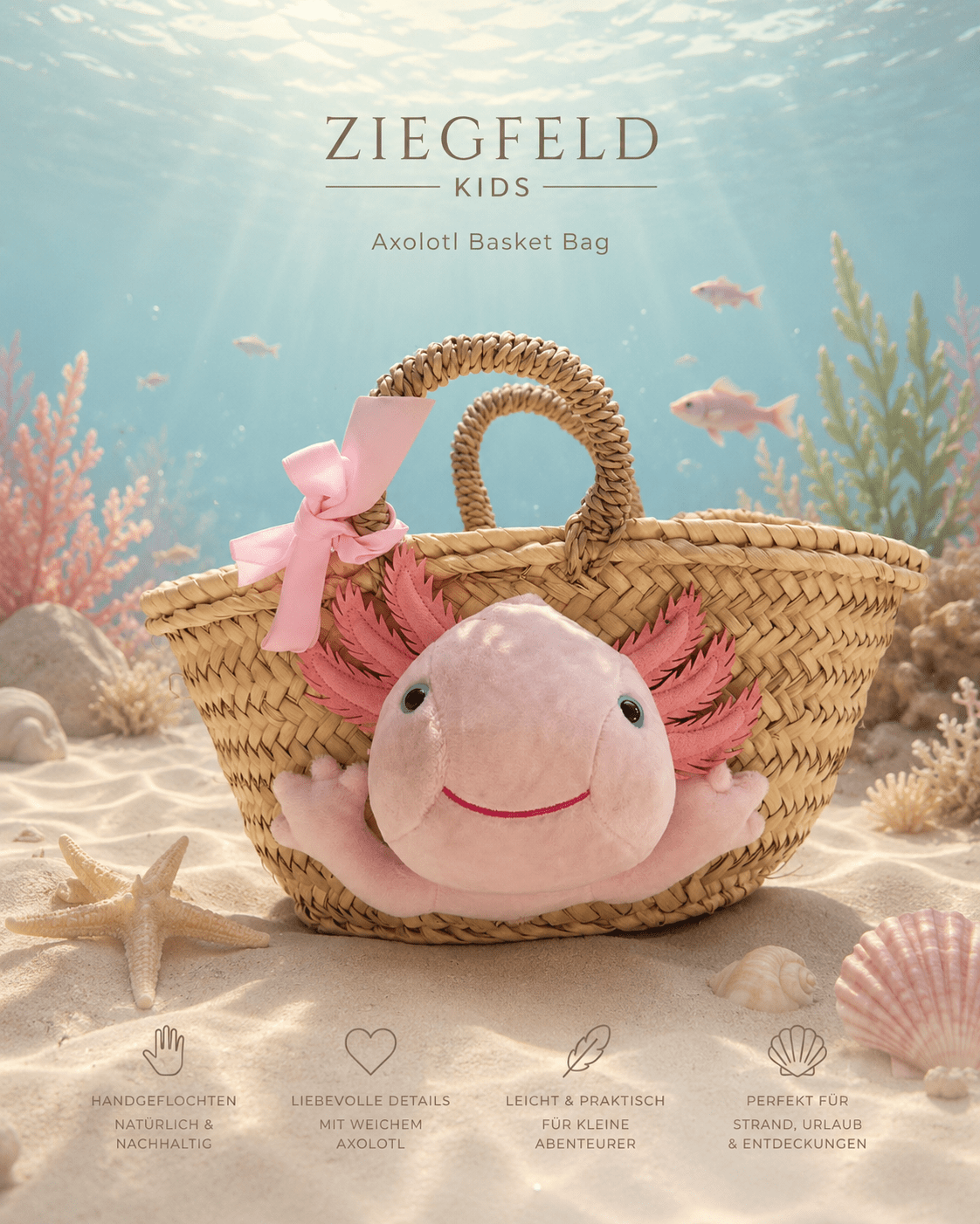 Kleine Korbtasche Axolotl - ZIEGFELD Kids