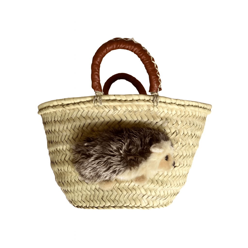 Kleine Korbtasche IGEL Ivo aus Palmenblättern, Seegras und Ziegenleder, individuell und nachhaltig - ZIEGFELD Kids