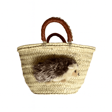 Kleine Korbtasche IGEL Ivo aus Palmenblättern, Seegras und Ziegenleder, individuell und nachhaltig - ZIEGFELD Kids
