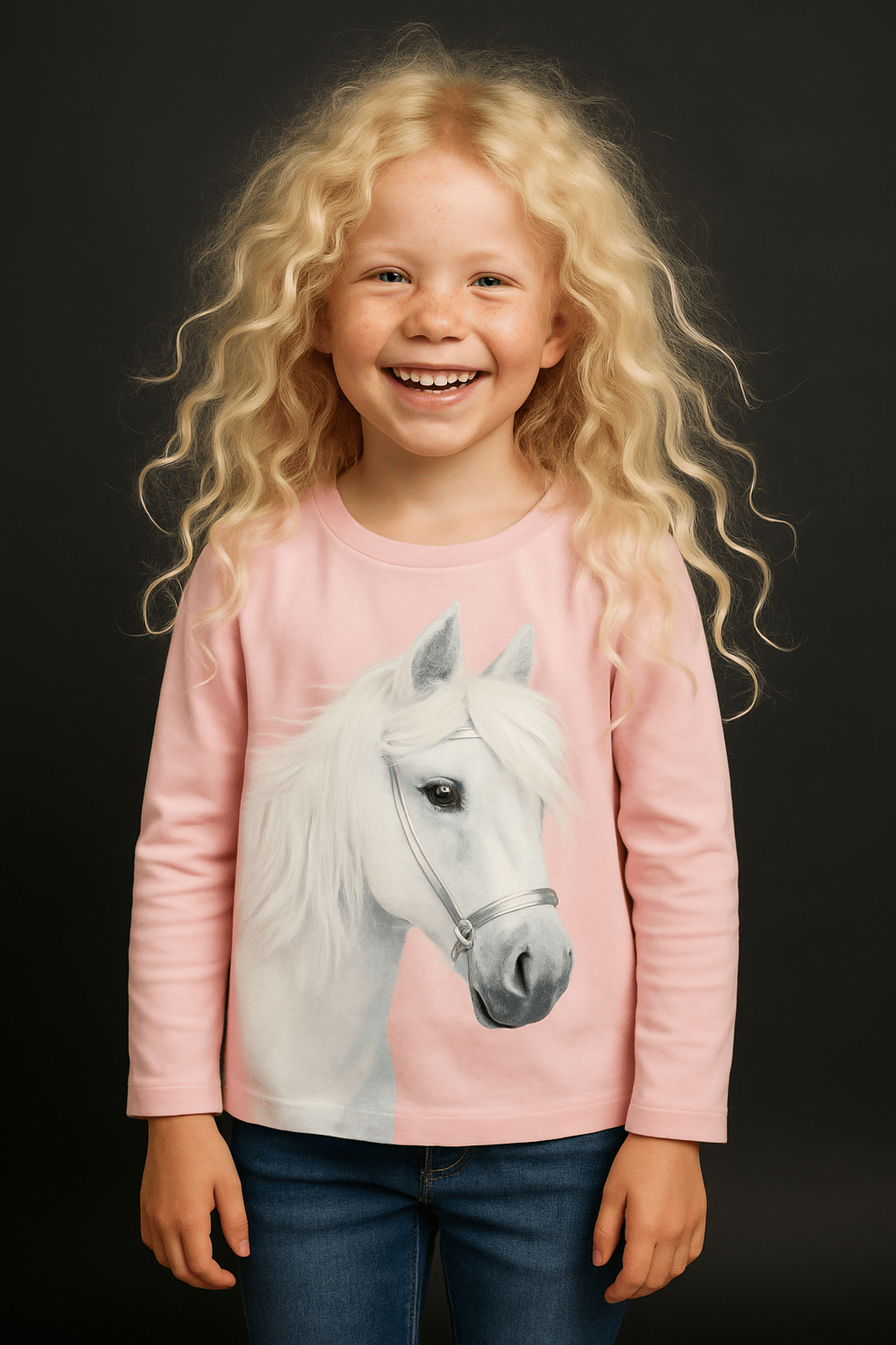Pferd Snowflake langarm Kinder Shirt pink, langarm - ZIEGFELD Kids