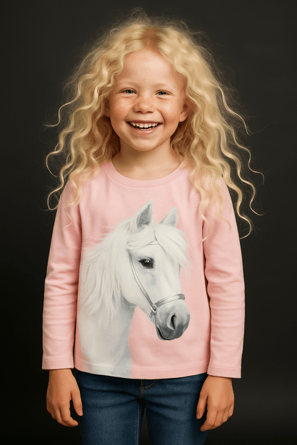 Pferd Snowflake langarm Kinder Shirt pink, langarm - ZIEGFELD Kids