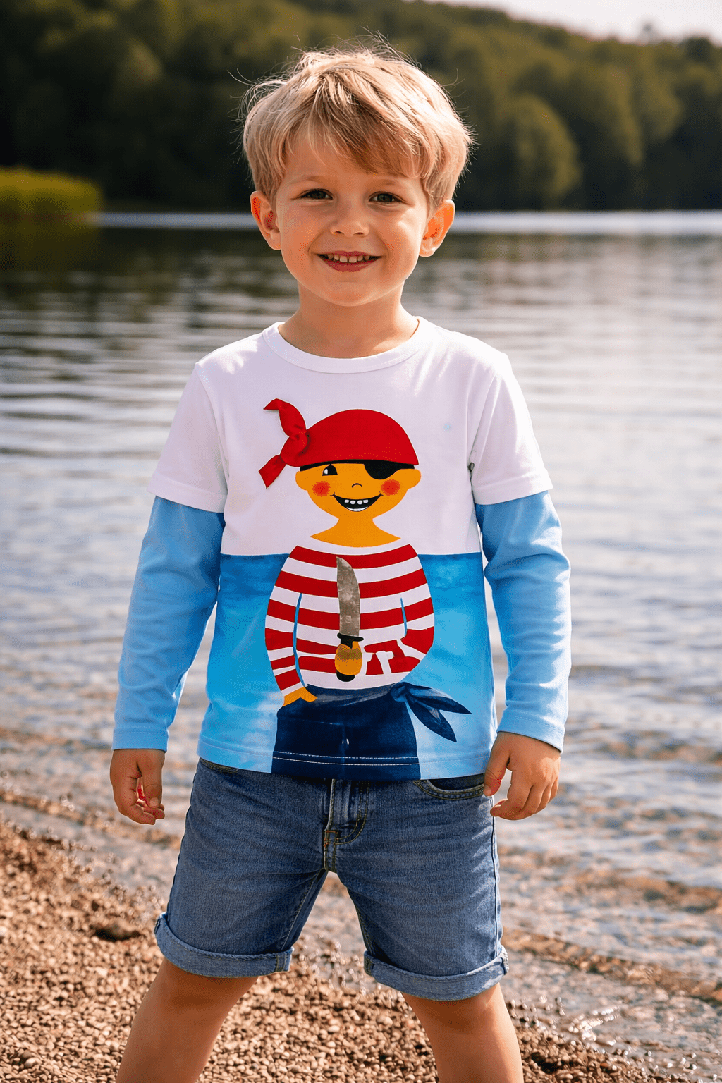 Pirat Paul schöner Pulli für Jungen mit Augenklappe zum Hochklappen - ZIEGFELD Kids