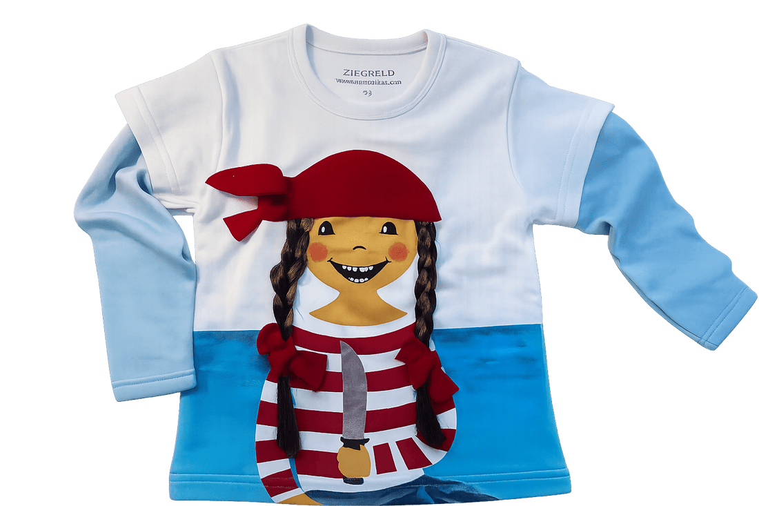 Piratin Paula Pulli langarm für Mädchen mit echten Zöpfen, Baumwolle - ZIEGFELD Kids