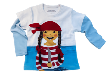 Piratin Paula Pulli langarm für Mädchen mit echten Zöpfen, Baumwolle - ZIEGFELD Kids