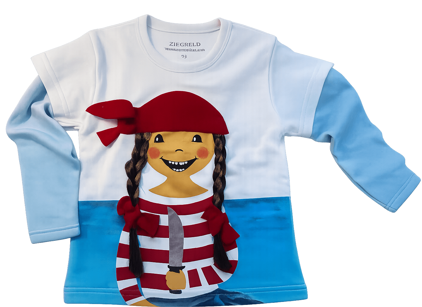 Piratin Paula Pulli langarm für Mädchen mit echten Zöpfen, Baumwolle - ZIEGFELD Kids