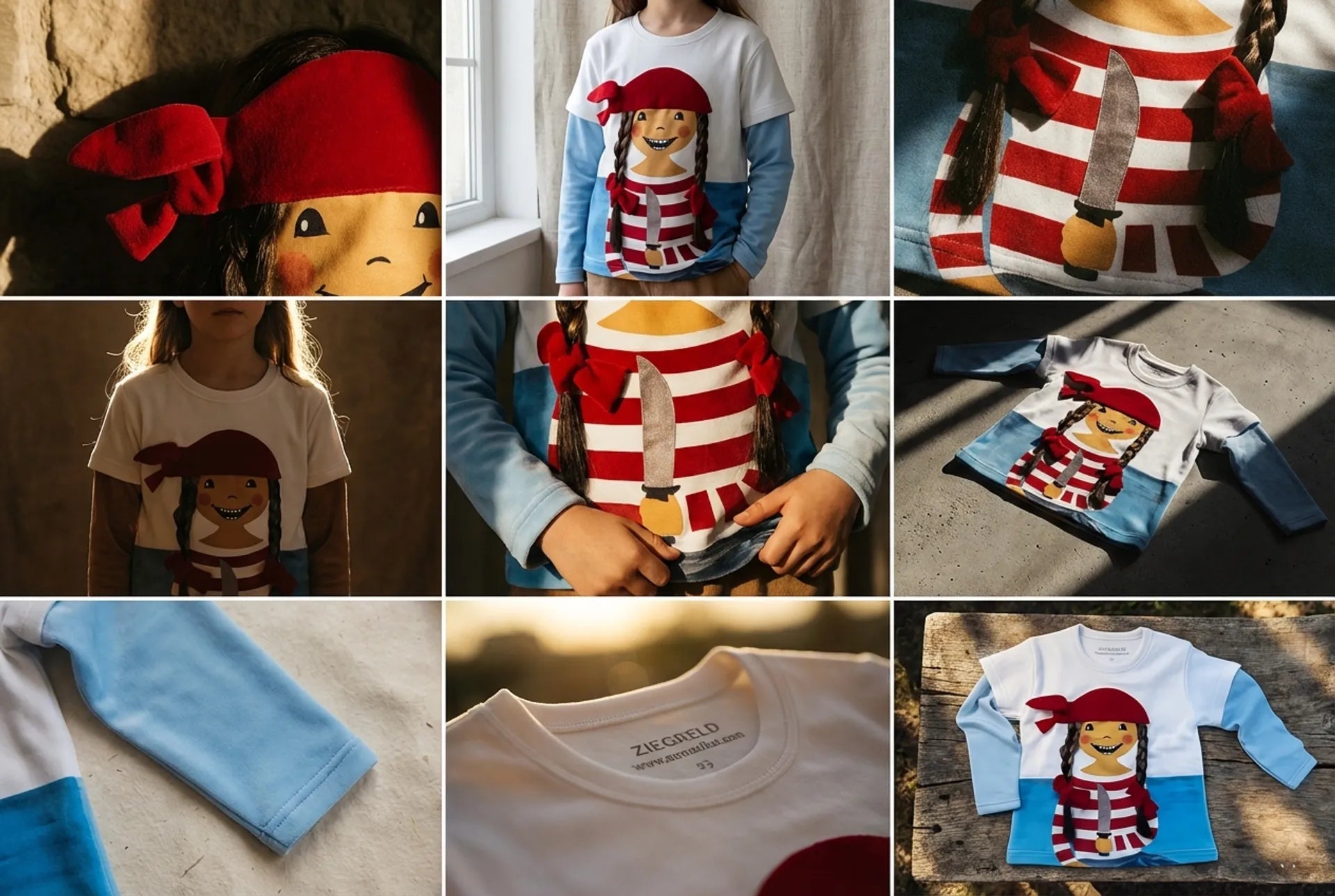 Piratin Paula Pulli langarm für Mädchen mit echten Zöpfen, Baumwolle - ZIEGFELD Kids