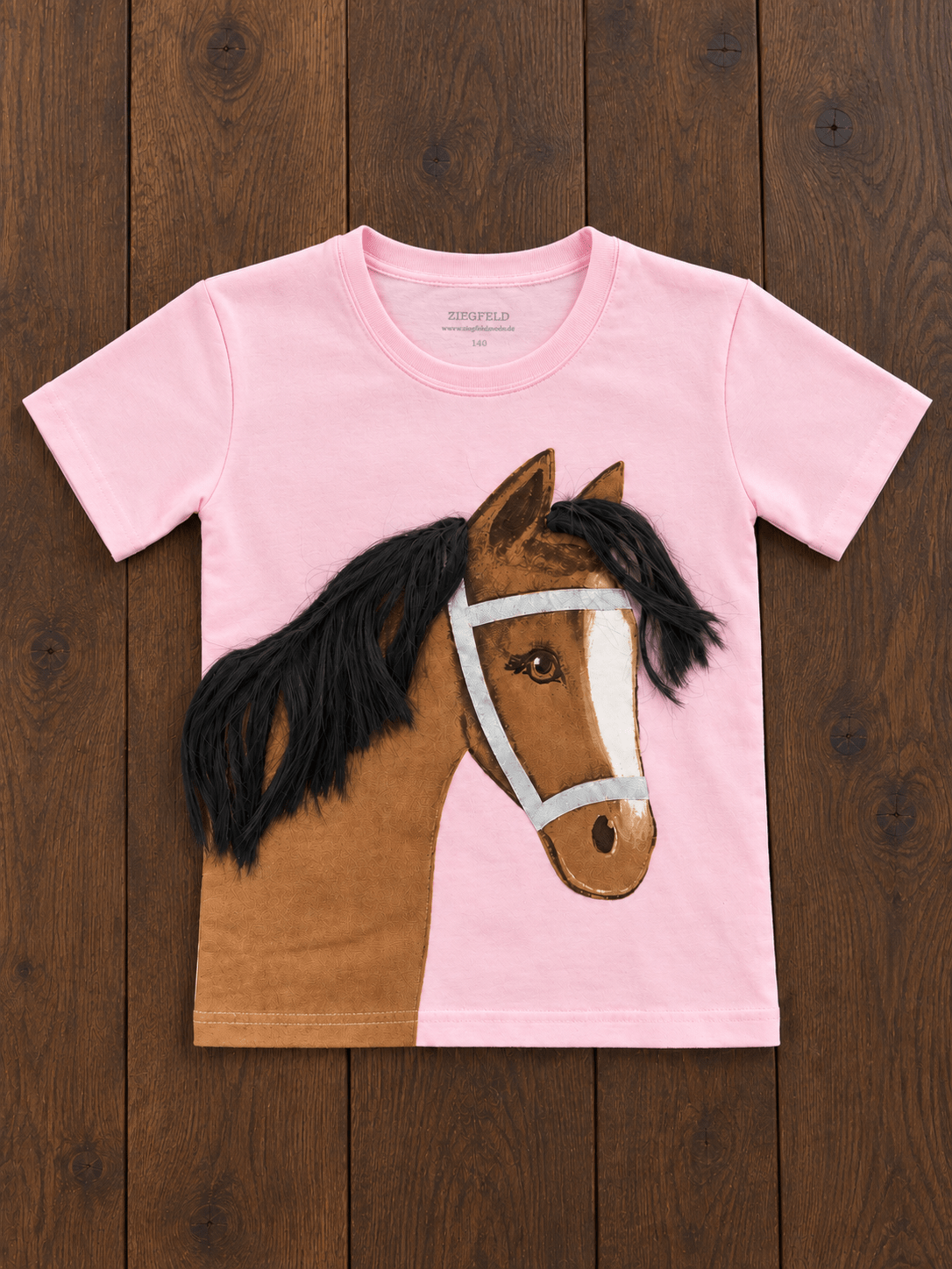 Pony Linda pink T-Shirt mit echter Mähne kurzarm - ZIEGFELD Kids