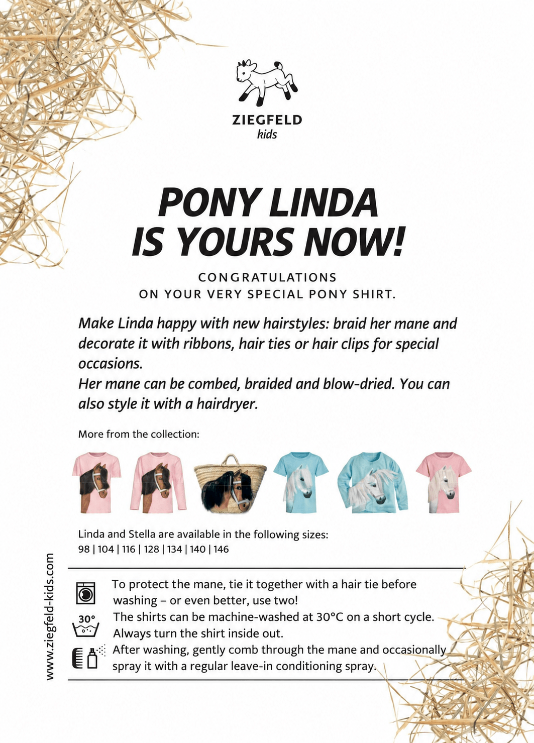 Pony Linda pink T-Shirt mit echter Mähne kurzarm - ZIEGFELD Kids