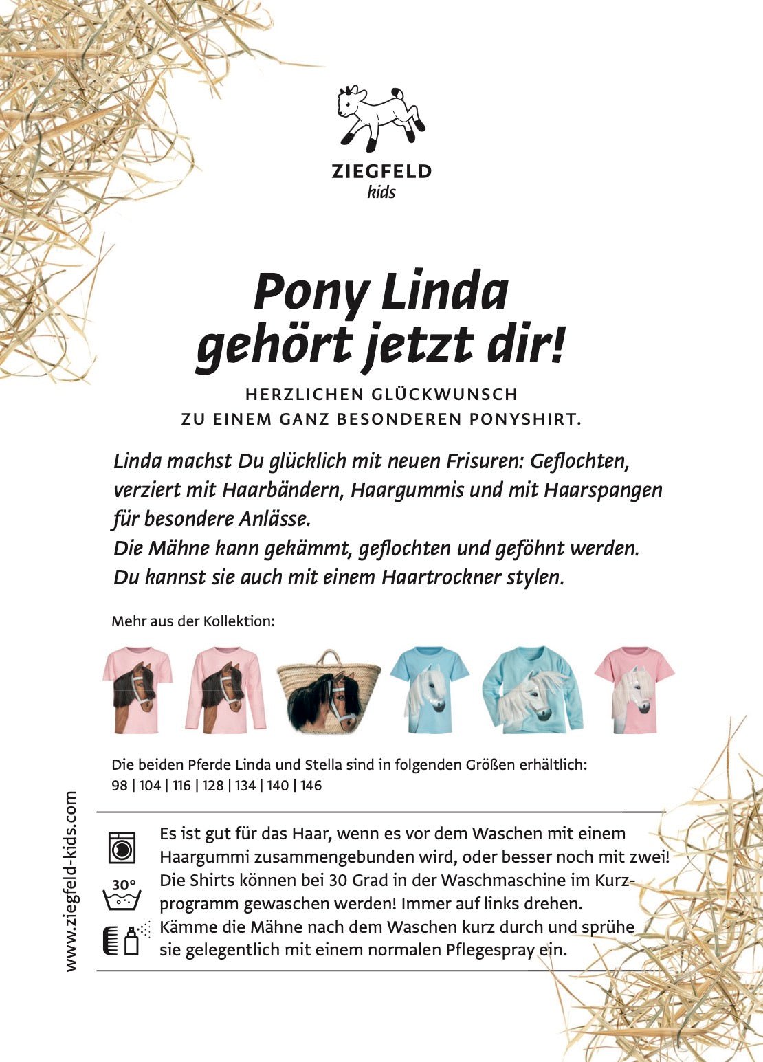Pony Snowflake auf rosa mit echter Mähne kurzarm Shirt - ZIEGFELD Kids