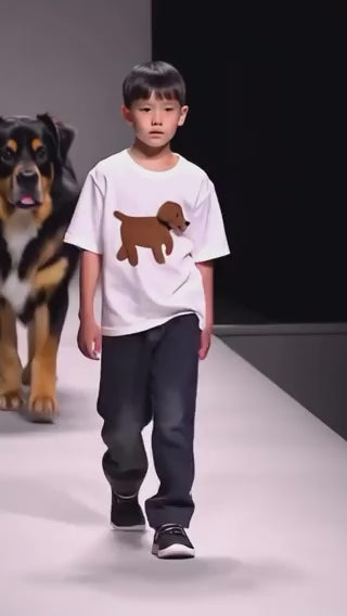 Dog BOBBY white T-shirt short sleeve with teddy fur application and secret pocket in the ear