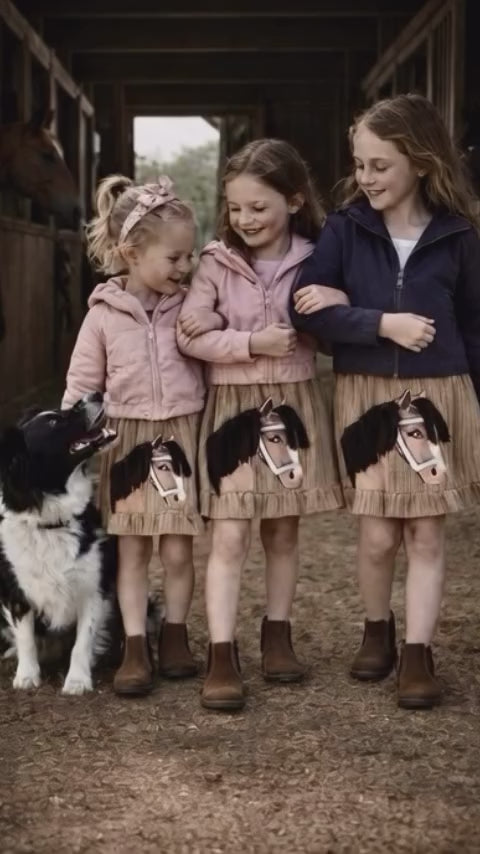 Pony Linda Rock, Breitcord, mit echter Mähne blau