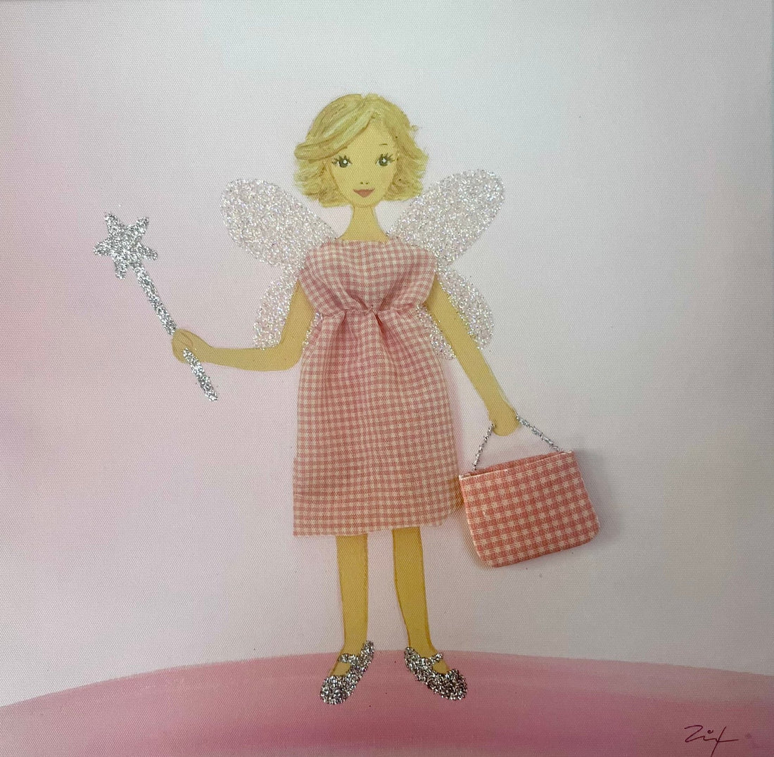 Zahnfee mit Zauberstab und echter Tasche für Michzähne, Bild auf Leinwand - ZIEGFELD Kids