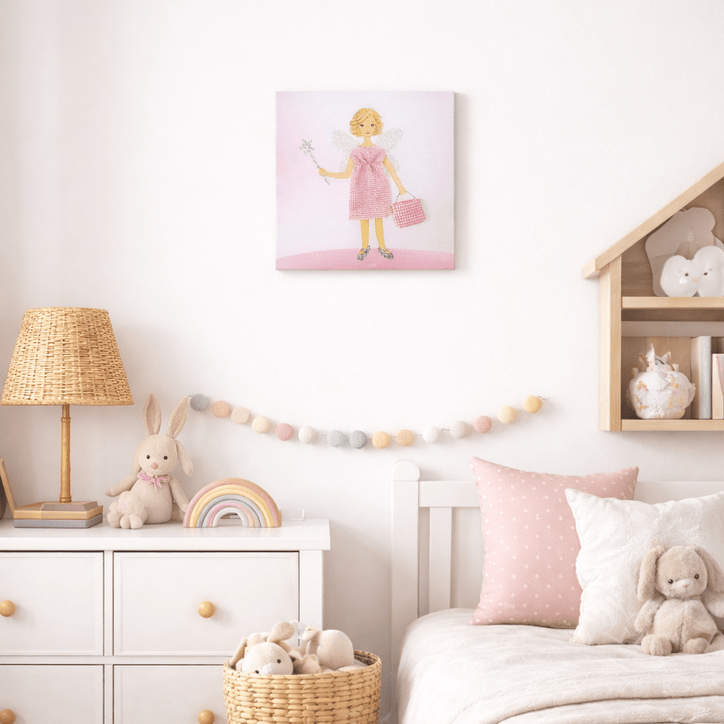 Zahnfee mit Zauberstab und echter Tasche für Michzähne, Bild auf Leinwand - ZIEGFELD Kids