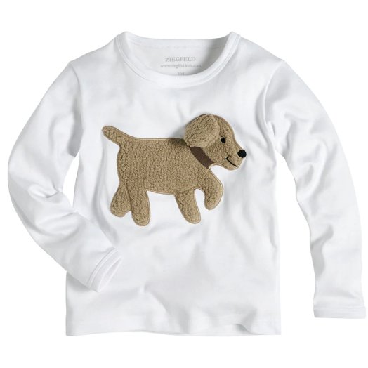 Dog BOBBY white sweater shirt long sleeve, with teddy fur application and secret pocket in the ear