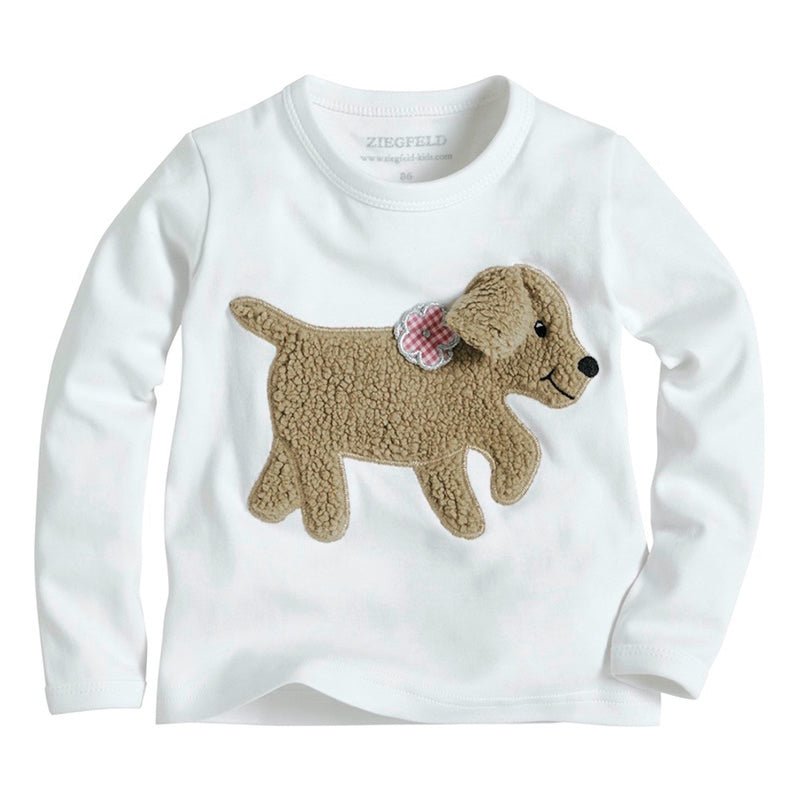 Hund Kitty Shirt langarm mit Teddyfell Applikation - ZIEGFELD Kids